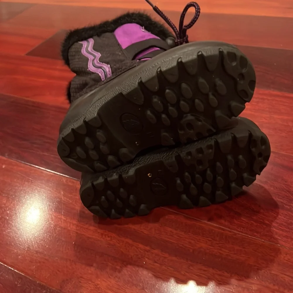 Kids Purple Winter Snow Boots with Faux Fur Trim